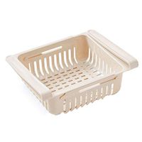 Pinleg Stretchable Pull-Out Refrigerator Storage Box Holder Food Organizer Drawer Shelf Proper Rack Home Organizer (Beige)
