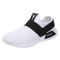 Cealu Men's Knit Slip On Shoes Ultra Lightweight Breathable Athletic Walking Running Sneakers Summer Fashion Shoe Footwear (White, US:10)