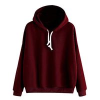 Clearance! Paymenow Women Teen Girls Long Sleeve Sweatshirt Simple Solid Color Warm Hoodie Pullover Top Casual Blouse (XL, Wine Red)