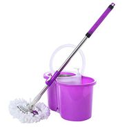 Fine Stainless Steel 360 Spin Mop & Bucket System,Self-Wringing Mop with 3 Microfiber Mop Heads,Mop for Commercial and Home Floor Cleaning (Purple)