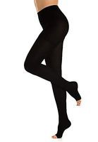 Terramed Extra Firm Opaque Compression Stockings Pantyhose Open Toe - Firm Medical Graduated Support 20-30mmHg - Medical Support Hose (Black, X-Large)