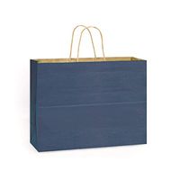 Vogue Dark Blue Recycled Kraft Bags 25 Pk 16x6x13"