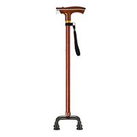 LE Aluminum Alloy Lightweight Walking Stick Cane - Superior Adjustable Travel Balance Stick - None Slip Rubber Quad Tips Redwood Color