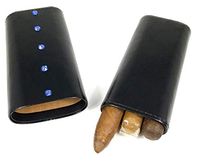 Aficionada Style 3 Cigar Leather Case - Sapphire