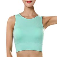 Mlide Mujeres Atlético Correr Sujetador Deportivo Aptitud sin costuras Chaleco sin Mangas Camisetas sin Mangas Green