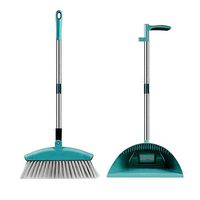 Broom and Dustpan With Long Handle Telescopic Up Windproof Stainless Steel Rod Non-stick Hair Broom And Dustpan Rotatable Non-Slip Handle Soft Brush Broom Set Suitable For Home Kitchen Lobby Floor Gar