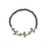 3 Anchor Black Magnetic Therapy Stretch Bracelet (Size Medium - 7.5")