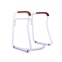 26.4inch Bathroom Toilet Safety Rail Safety Assist Frame with Support Grab Bar Handrail for Elderly, Handicap & Disabled Toilet Seat with Wood Armrest