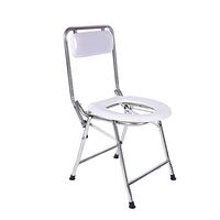 CHenXy Toilet Chair Stainless Steel Shower Chair Bedside Bathroom Anti-Slip Foot Pad Portable Folding Home Adult Elderly Disabled Chair &&& (Color : A)