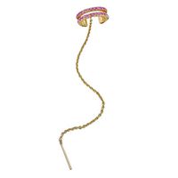 Sunhusing Exquisite Popular Rhinestone Hoop Earrings Single Ear Cuff Threader Ear Cuffs Simple Jewelry(Pink)