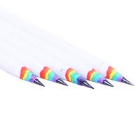 Rainbow Pencils Set Black and White Wood Recycled for Kids School Office Stationery (White, 5 Count)