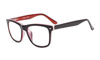 Eyekepper Design Reading Glasses Square Large Lenses Reader Eyeglasses for Women Reading Spring-Hinges Black-Red +0.75