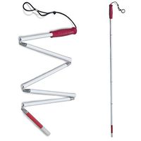 DMI Lightweight Aluminum Folding Collapsible Cane for The Blind or Visually Impaired, Vinyl Handgrip and Red Tip, 50 Inch Length