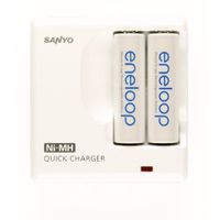 Sanyo NEW 1500 eneloop 2 Pack AA Ni-MH Pre-Charged Rechargeable Batteries w/Charger