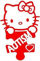 Hello Kitty Autism Awareness Puzzle - Vinyl 5 Inches Tall (Color: Red) Decal Laptop Tablet Skateboard Car Windows Stickers