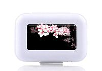 JWDCC Pill Box Case - Decorative Boxes - Cherry Blossom Pattern- Pocket Medicine Tablet Holder Organizer Case Pill Box for Purse - Compact 8 Compartment