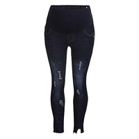 ❤Ywoow❤ Pregnant Woman Ripped Jeans Maternity Pants Trousers Nursing Prop Belly Legging (L, Dark Blue)