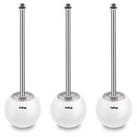 TOPSKY 3 Pack Toilet Brushes with Holder, Compact Toilet Bowl Brush with Stainless Steel Long Handle,Toilet Brush for Bathroom Toilet-Ergonomic