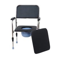 GYZ Bedside Steel Tube Thickening Commode Chair Portable Folding Movable Toilet Seat Black Toilet Safety Frame (Color : Black)