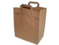 50 Count Paper Retail Short Grocery Bags Kraft with Handles 12x7x14 by AJM