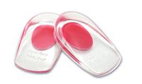 JKLcom Heel Pain Gel Pads Protectors Silicone Heel Cup Pads Heel Cushion Pads Relieve Pain Shock Absorption Anti-Slip Gel Inserts-2 Pairs-(Small) (red)