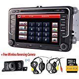 7"Double 2Din Car Stereo RDS Radio 1080p DVD Player Video Output GPS Navi HD Capacitive Touch Screen Mirror Wireless Camera for VW Polo Jetta Sagitar Transporter Golf Passat Skoda Santana Bora LaVid