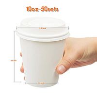 •GOLDEN APPLE, Disposable White Paper Coffee Cups 10 oz. Cups & Lids Quantity 50 Cups per Pack. Perfect for On-The-Go Hot or Cold Beverages.