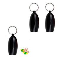 ANSATSY 3pcs Waterproof Pill Box Case - Aluminum Pill Holder, Medicine Bottle Drug Holder Compact Container Keychain Pill Box Case (Black)