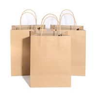 50PCS Kraft Paper Bags (5.25 x 3.75 x 8”), Reusable Brown Paper Bags Environmentally Friendly Candy Gift Bags with Handle for Retails, Grocery, Shopping Wedding, Parties