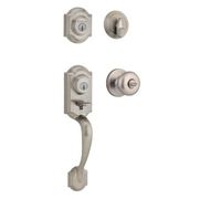 Kwikset Montara Single Cylinder Handleset w/Juno Knob  featuring SmartKey in Satin Nickel