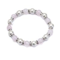 Magnetic Therapy Rose Quartz, White, Crystal Magnetic Therapy Stretch Wellness Bracelet (Size Small - 7")