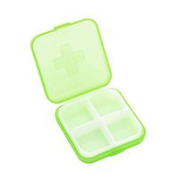 Mini Square Four Compartment Medicine Storage Pill Box Daily Pills Organizer (Green)