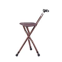 Walking Stick/Crutch, Flat Folding Seat Stick with LED Light Handle 5 Adjustable Height Levels for Men Or Women Arthritis Seniors Disabled Elderly Cane, 48.5-57