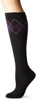 Dr. Scholl's Women's Travel Knee High Socks with Graduated Compression, Black/Purple, Shoe Size: 8-10