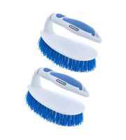 Scrub Brush Stiff Bristles Comfort Grip Handle (2 Pack) Blue Household Scrubber Heavy Duty For Home and Kitchen Bathroom Shower Sink Toilet Hot Tube Carpet. By Superio