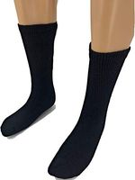 Women's/Men Diabetic Crew Socks and Circulatory Non Binding Top Loose Fit Size 9-11 Black 6-Pack