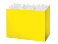 Large Solid Color Gift Basket Box with White Crinkle Paper Shred 10-1/4"x6"x7-1/2" Choose Box Color (Yellow)