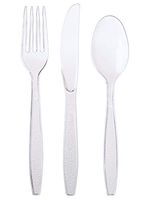 Eskay Heavy-Weight Plastic Cutlery Set - 200 Forks, 100 Knives, 100 Teaspoons - Clear