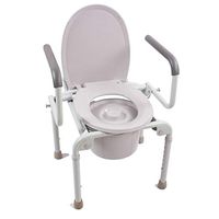 XWZJY Household Elderly Toilet Seat Drop Arm Bedside Commode Chair with Splash Guard/Bucket/Lid Support Tool-Free Assembly with Non-Slip Handrail