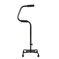 Easy Riser Quad Cane, Two Handle, Adjustable Height Mobility Aid, Standing Stability Base, Black, Large Base