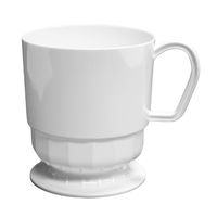 Party Essentials Elegance Hard Plastic Coffee Cup w/Handle, 8-Ounce Capacity, White, Tea Mug, Disposable (Case of 120)