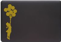 Flying Balloon Girl - Macbook or Laptop Decal Sticker (2.5"w x 7.5"h) (Color Variations Available) (MATTE GOLD)