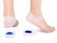 Nicknocks 1 Pair Heel Cups Pads with Sleeves Socks Protector Foot Care Durable Soft Gel