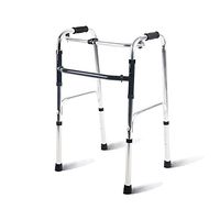 XHRHao Foldable Walker 5 Adjustable Height Levels Made of Aluminum Alloy Rollator Lightweight Portable Walk Assist for Elderly Silver (Color : Silver)