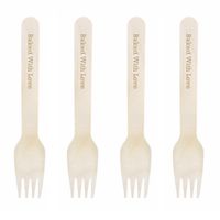 Dress My Cupcake Natural Wood Candy 100-Pack Buffet Forks DIY Kit, Baked with Love, Gold