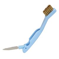 Home-X Wire Brush with Fold Out Scraper Knife, The Perfect Tool for Around the House, Blue