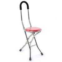 Walking Stick Chair Metal Portable Lightweight Walking Aid Elderly Crutches Stool Walker Quadruple Cane Folding Stool for Fishing Garden Camping