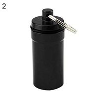 qiguch66 Portable Travel Mini Waterproof Medicine Metal Pill Box Case Stainless Steel Pill Organizer Pill Box Keychain Key Ring Bag Decor Black