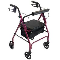 >Rollator Deluxe Burgundy, Folding, Light and Sturdy Rolling Walker • Seat Width: 12"