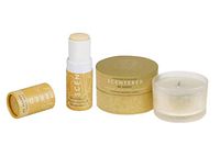 Scentered I WANT TO BE HAPPY Aromatherapy Balm & Candle Gift Set - Encourages Feelings of Positivity & Gratitude - Grapefruit, Lemon and Cedarwood Blend